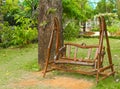 Wooden bench in the garden