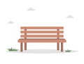 Wooden bench isolated on white background. Recreation area in park or garden. Vector illustration in flat cartoon style Royalty Free Stock Photo