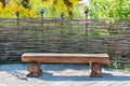 Wooden bench made of logs