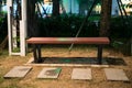 Wooden bench in the park at night Royalty Free Stock Photo