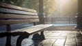 Wooden Bench on Sidewalk, A Simple Spot to Rest in Urban Setting Royalty Free Stock Photo