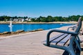 Bench in Benodet with view to the Atlantic Royalty Free Stock Photo