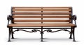 Oak Wrought Iron Bench On White Background Royalty Free Stock Photo