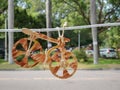 Wooden bicycle shape decoration hanging