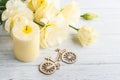 Wooden bike with yellow lisianthus