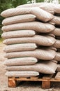 Wooden biomass in bags Royalty Free Stock Photo