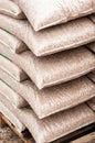 Wooden biomass in plastic bags Royalty Free Stock Photo