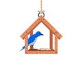 wooden bird feeder. feeds wild birds. flat vector illustration.