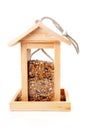 Wooden bird feeder house Royalty Free Stock Photo