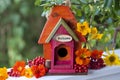 Wooden Bird House With Welcome Sign Royalty Free Stock Photo