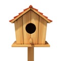 Wooden bird house on white