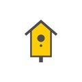 Wooden birdhouse colorful vector icon, nature simple illustration Royalty Free Stock Photo