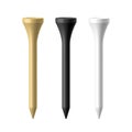 Wooden, black and white golf tees