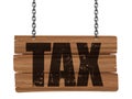 Wooden Blackboard hanging on chains with TAX (clipping path included)