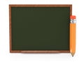 Wooden blackboard and pencil