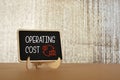 Wooden blackboard written with OPERATING COST