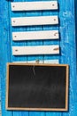 Wooden Blank Billboard and Empty Blackboard with Copy Space