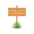 Wooden blank board signs spring time with grass. Royalty Free Stock Photo