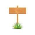 Wooden blank board signs spring time with grass. Royalty Free Stock Photo