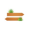 Wooden blank board signs spring time with grass. Royalty Free Stock Photo