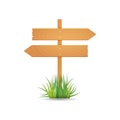 Wooden blank board signs spring time with grass. Royalty Free Stock Photo