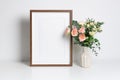 Wooden blank frame mockup for artwork, photo or print presentation. Royalty Free Stock Photo