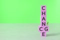 Wooden block in the word chance to change sign mean what on vivid colorful background wood cube business concept