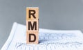 Wooden block with words RMD - acronim RMD - Required Minimum Distributions Royalty Free Stock Photo