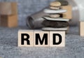 wooden block with words RMD required minimum distributions Royalty Free Stock Photo