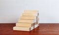 Wooden blocks as a staircase stacking. Career ladder concept for successful business development