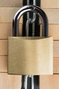 Wooden blocks, chain and padlock
