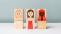 Wooden blocks with faces of different people. Diversity human resources concept Royalty Free Stock Photo