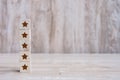 Wooden blocks with the five star symbol. Customer reviews, feedback, rating, ranking and service concept