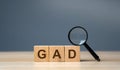 Wooden blocks GAD - Generalized Anxiety Disorder. Mental and behavioral