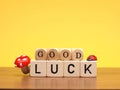 Wooden blocks with good luck Royalty Free Stock Photo