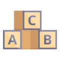 Wooden blocks icon cartoon vector. Castle build dice Royalty Free Stock Photo