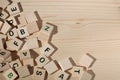 Mixed wooden blocks with letters and copy space