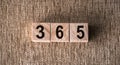 Wooden blocks letters spelling out the word and numbers 365 days Royalty Free Stock Photo