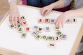 Wooden blocks with letters