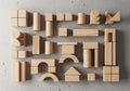 Of smooth, light-colored wood, the blocks are cleanly cut with Royalty Free Stock Photo