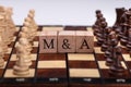 Wooden Blocks With Mergers And Acquisitions Text On Chess Board Royalty Free Stock Photo