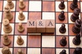 Wooden Blocks With Mergers And Acquisitions Text On Chess Board Royalty Free Stock Photo