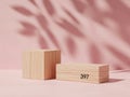 Wooden blocks with number 397 on pink background Royalty Free Stock Photo