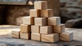 wooden blocks stacked in pyramid formation Royalty Free Stock Photo