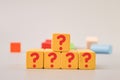 Wooden blocks with question mark icons Royalty Free Stock Photo