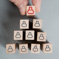 Wooden Blocks with Management, Leadership and Teamwork Concept Royalty Free Stock Photo