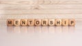 wooden blocks spelling 'MENTORSHIP' on a brown background Royalty Free Stock Photo