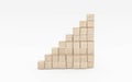 Wooden blocks stacked as a pyramid staircase. Success, growth, win, victory, development or top ranking concept 3d Royalty Free Stock Photo