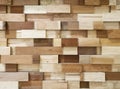 Wooden blocks stacked as wall texture for background Royalty Free Stock Photo