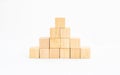 Wooden blocks stacked in the shape of a pyramid. Empty space for business concept templates Royalty Free Stock Photo